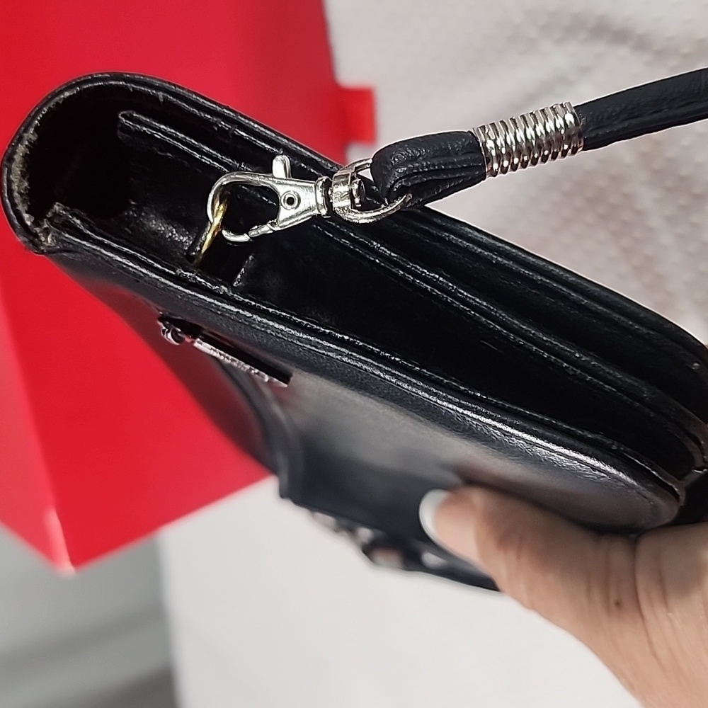 Buxton Black Vegan Leather Crossbody Bag/ Wristlet - Picture 12 of 13